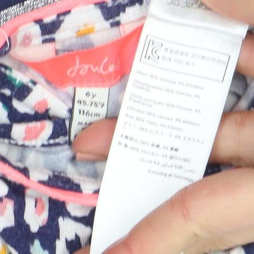 Joules Girls Blue Animal Print Cotton Fit & Flare Dress Age 7 Years
