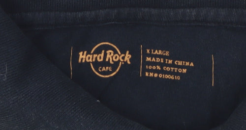 Hard Rock Cafe Men’s Black XL Polo Shirt Cotton Music Graphic