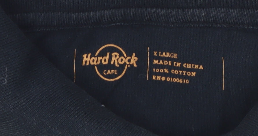 Hard Rock Cafe Men’s Black XL Polo Shirt Cotton Music Graphic