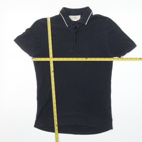 H&M Men's Blue Cotton Short Sleeve Polo Shirt Size S Slim Fit