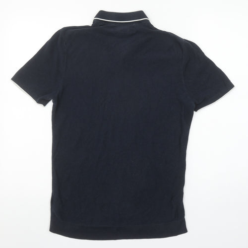 H&M Men's Blue Cotton Short Sleeve Polo Shirt Size S Slim Fit