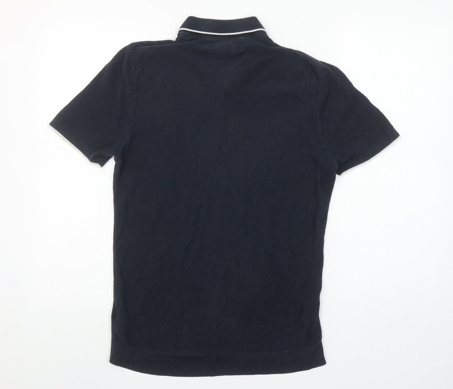 H&M Men's Blue Cotton Short Sleeve Polo Shirt Size S Slim Fit