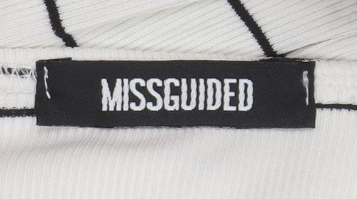 Missguided Women's White Striped Off Shoulder Bodycon Dress Size 12