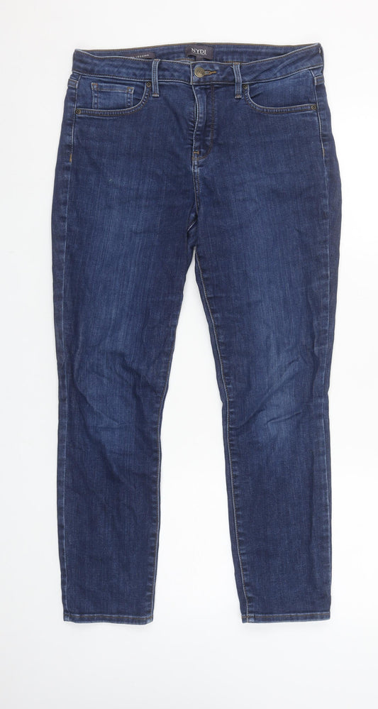 NYDJ Women's Blue Size 8 Slim Fit Straight Leg Stretch Jeans