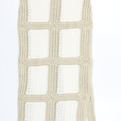 Marks and Spencer Women Beige S Crochet Midi Slip Dress