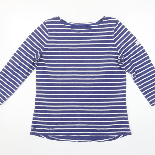 Joules Women Blue White Striped Long Sleeve Cotton T-Shirt UK 12