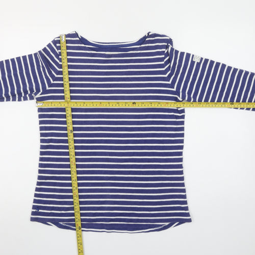 Joules Women Blue White Striped Long Sleeve Cotton T-Shirt UK 12