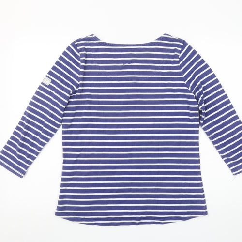 Joules Women Blue White Striped Long Sleeve Cotton T-Shirt UK 12