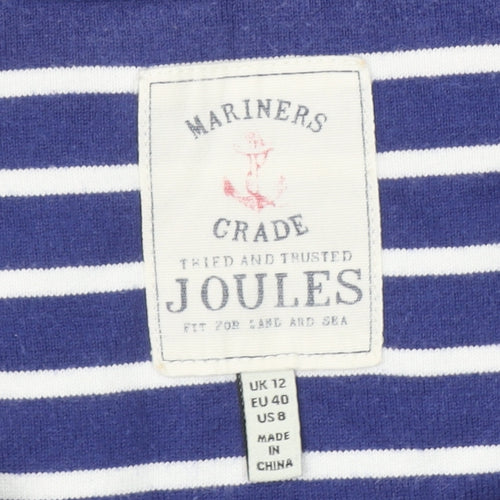 Joules Women Blue White Striped Long Sleeve Cotton T-Shirt UK 12