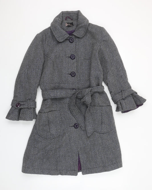 A|wear Women's Grey Herringbone Belted Trench Coat Size 12