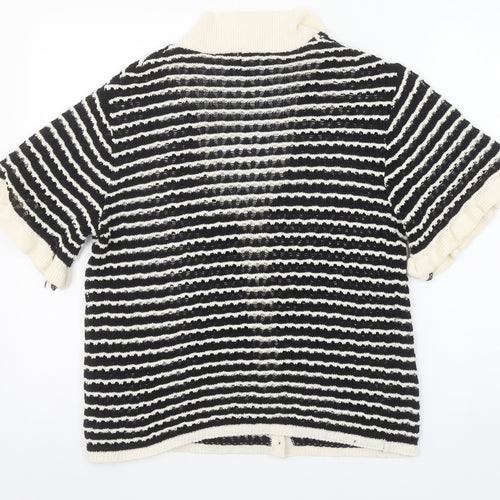 ASOS DESIGN Women's Black Striped Short Sleeve Knit Cardigan Size S