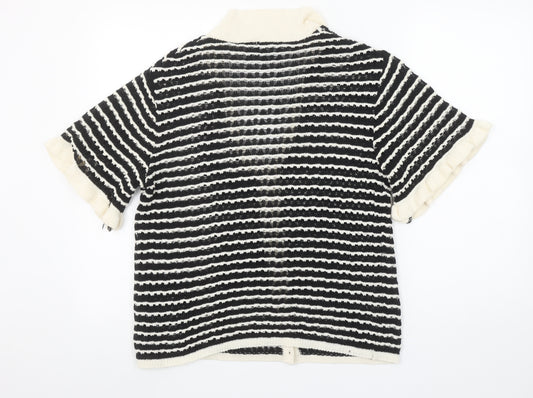 ASOS DESIGN Women's Black Striped Short Sleeve Knit Cardigan Size S