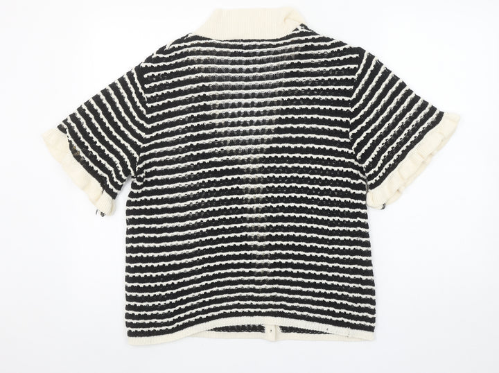 ASOS DESIGN Women's Black Striped Short Sleeve Knit Cardigan Size S