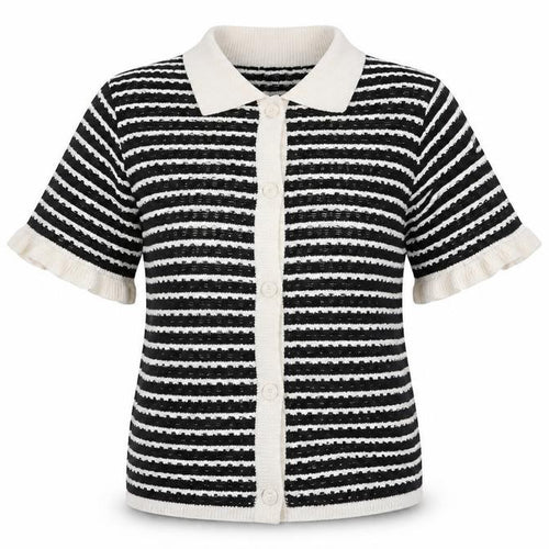 ASOS DESIGN Women's Black Striped Short Sleeve Knit Cardigan Size S