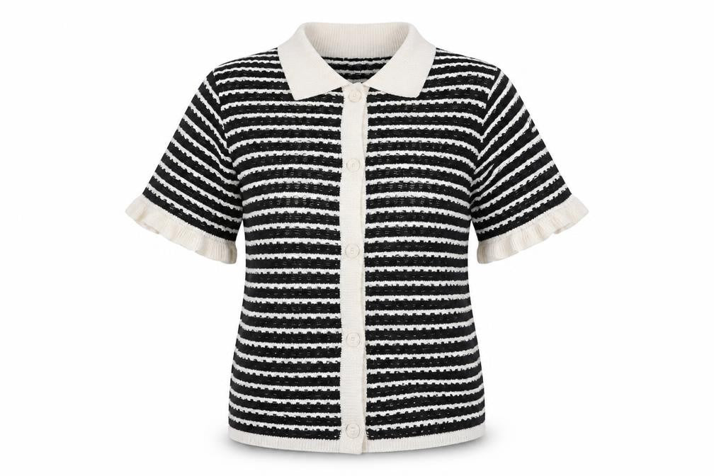 ASOS DESIGN Women's Black Striped Short Sleeve Knit Cardigan Size S