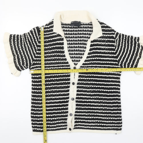 ASOS DESIGN Women's Black Striped Short Sleeve Knit Cardigan Size S