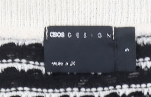 ASOS DESIGN Women's Black Striped Short Sleeve Knit Cardigan Size S