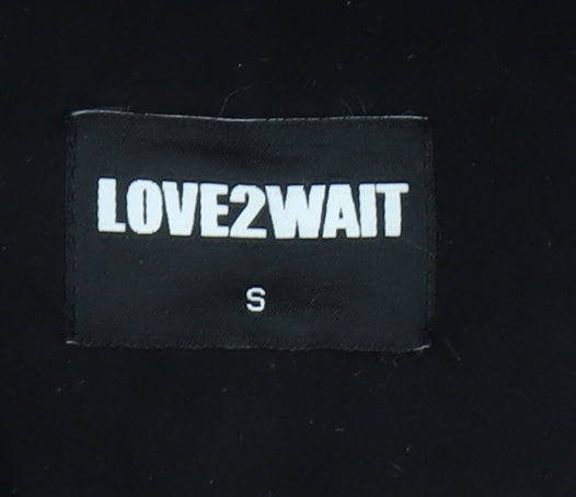 LOVE2WAIT Women's Black Maternity Belted Long Trench Coat Size S