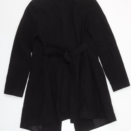 LOVE2WAIT Women's Black Maternity Belted Long Trench Coat Size S