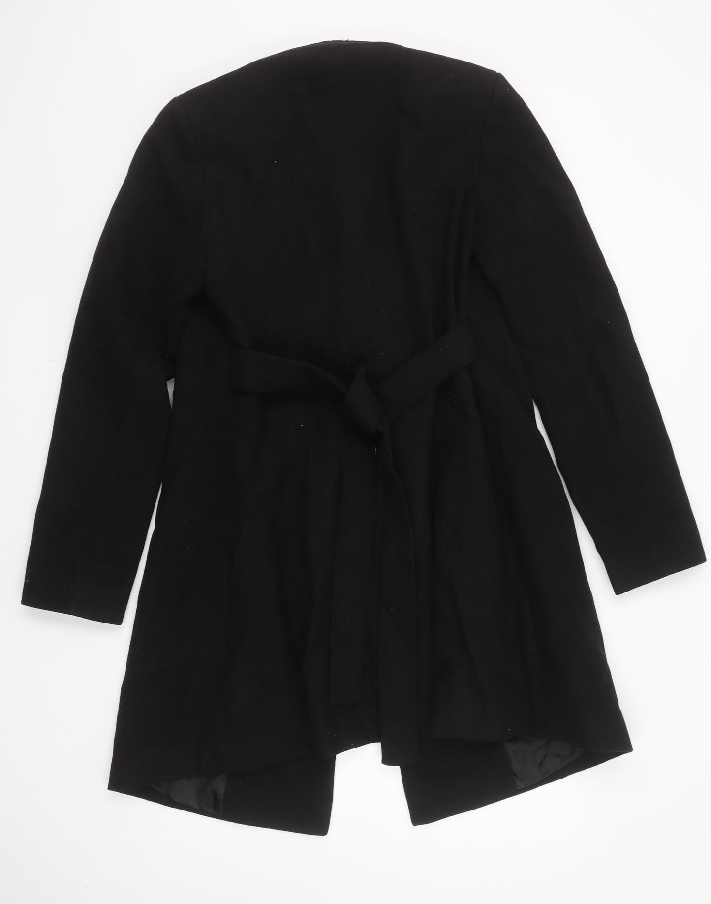 LOVE2WAIT Women's Black Maternity Belted Long Trench Coat Size S