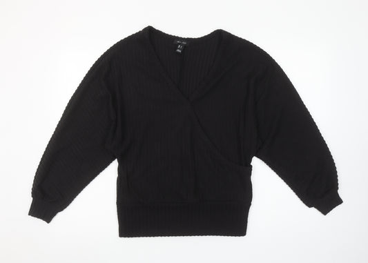 New Look Women’s Black Wrap Knit Long Sleeve Top Size S