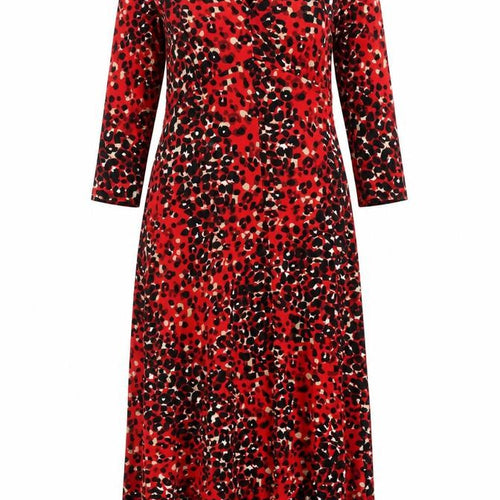 F&F Women’s Red Leopard Print Long Wrap Dress Size 12
