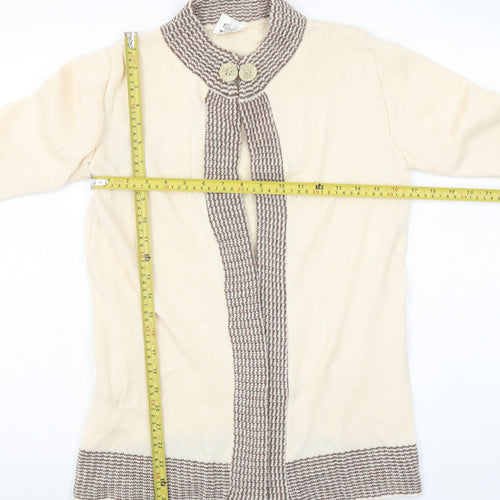 Keynote Women’s Beige Collared Long Sleeve Knit Cardigan Size 12