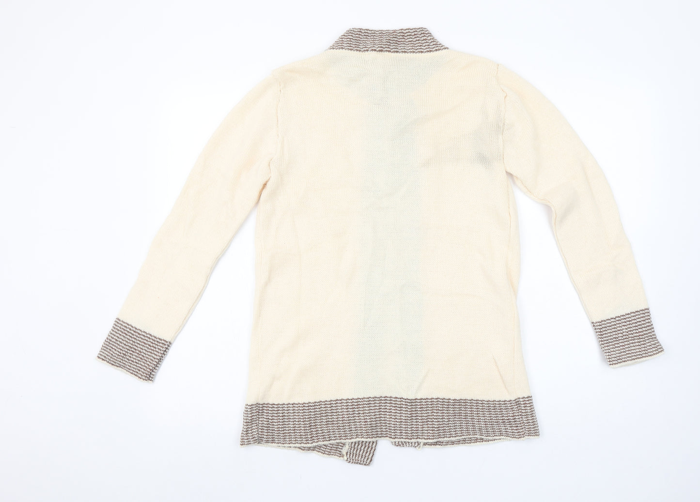 Keynote Women’s Beige Collared Long Sleeve Knit Cardigan Size 12