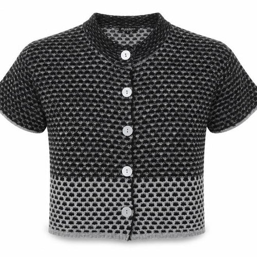Brandtex Women’s Black Short Sleeve Wool Blend Button Cardigan S