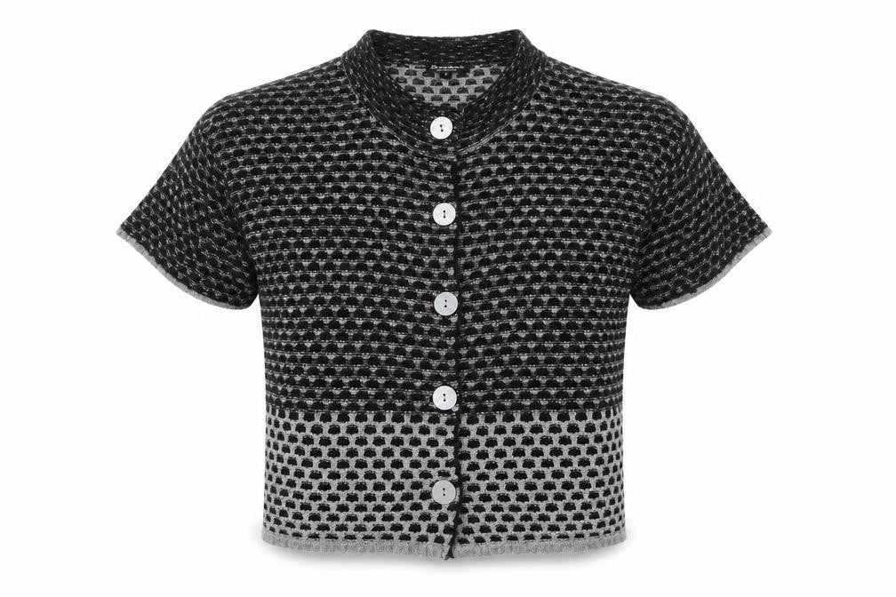 Brandtex Women’s Black Short Sleeve Wool Blend Button Cardigan S