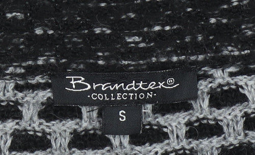 Brandtex Women’s Black Short Sleeve Wool Blend Button Cardigan S
