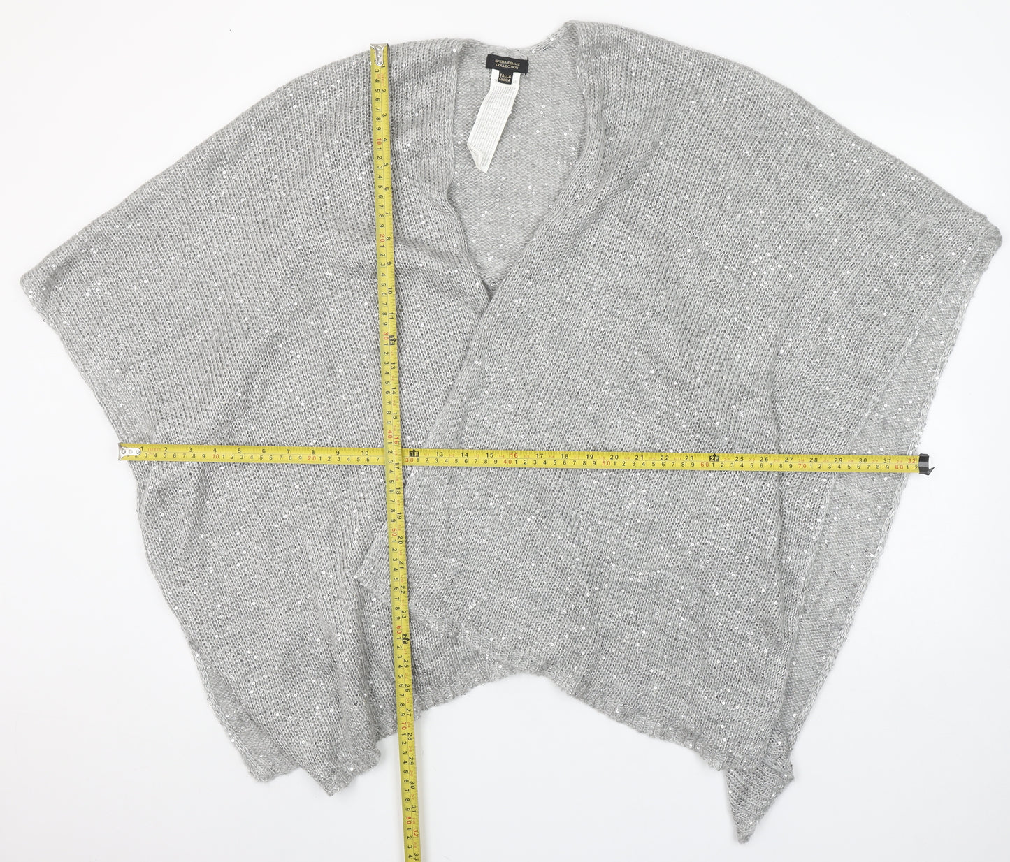 Sfera Femme Collection Women's Grey Knit Shawl Wrap One Size
