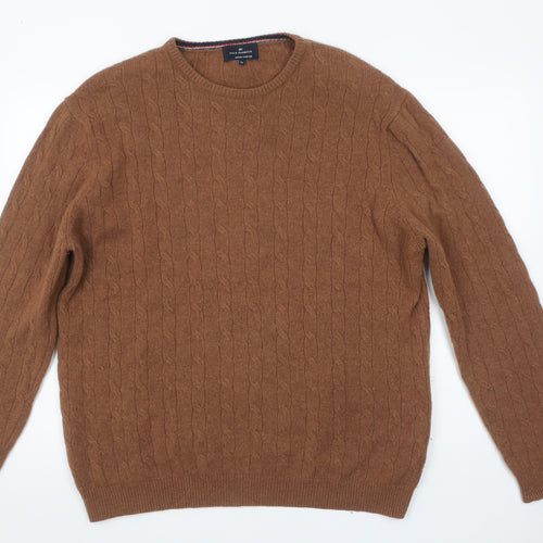 Marks and Spencer Mens Brown XL Cable-Knit Wool Jumper