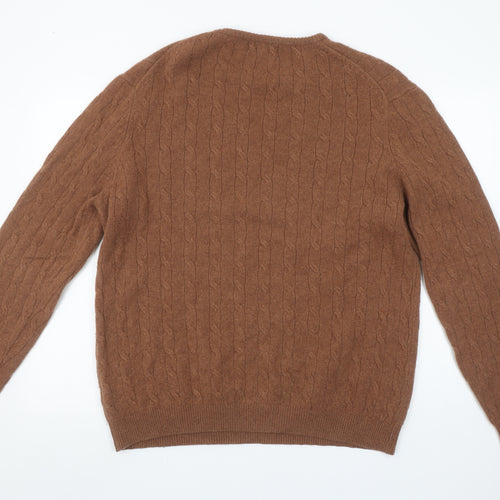Marks and Spencer Mens Brown XL Cable-Knit Wool Jumper