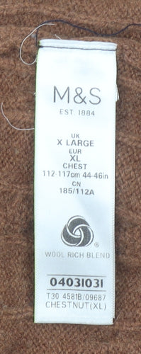 Marks and Spencer Mens Brown XL Cable-Knit Wool Jumper