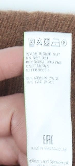 Marks and Spencer Mens Brown XL Cable-Knit Wool Jumper