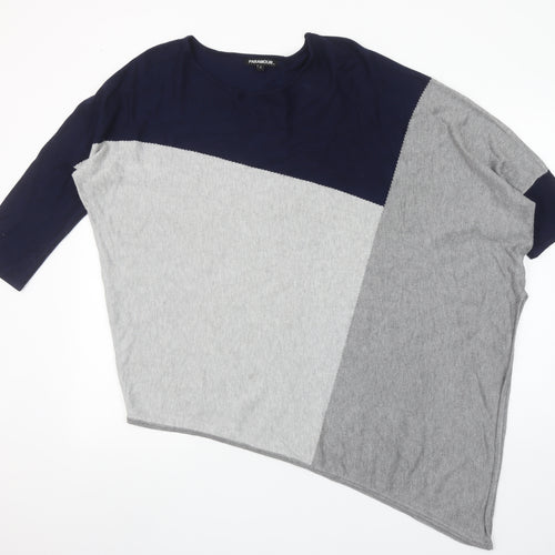 Paramour Womens Grey Blue Asymmetrical Pullover Jumper Size L