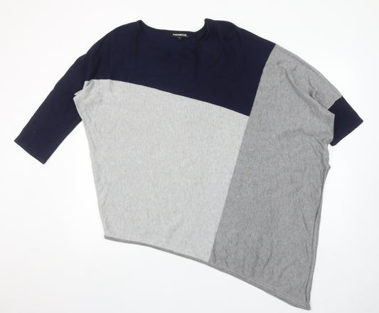 Paramour Womens Grey Blue Asymmetrical Pullover Jumper Size L