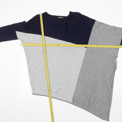 Paramour Womens Grey Blue Asymmetrical Pullover Jumper Size L