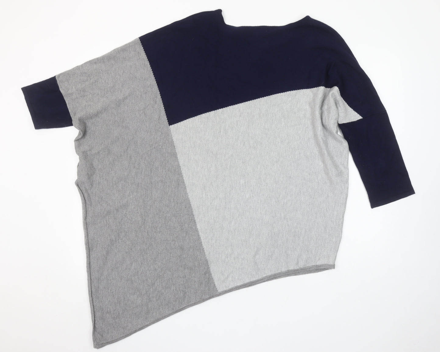 Paramour Womens Grey Blue Asymmetrical Pullover Jumper Size L