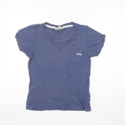 Lee Cooper Women's Blue Cotton V-Neck Short Sleeve T-Shirt Size 10