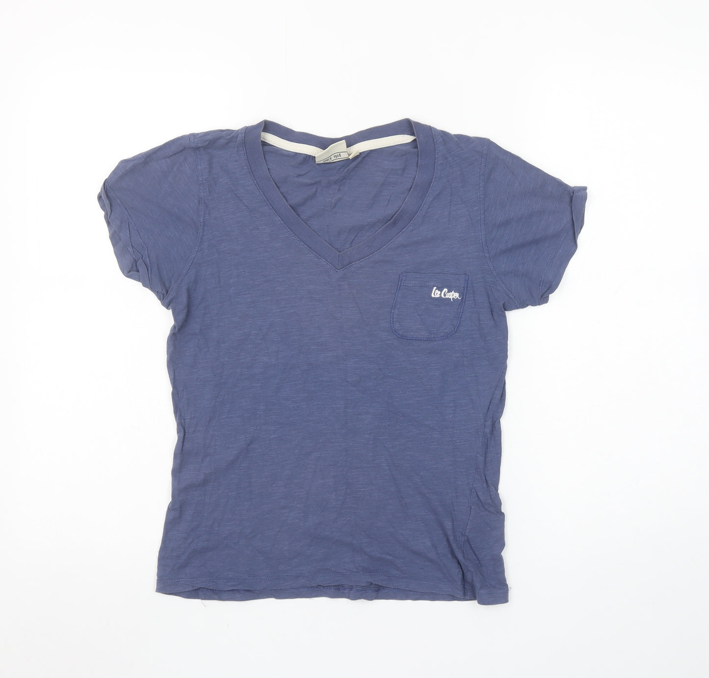 Lee Cooper Women's Blue Cotton V-Neck Short Sleeve T-Shirt Size 10