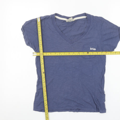 Lee Cooper Women's Blue Cotton V-Neck Short Sleeve T-Shirt Size 10