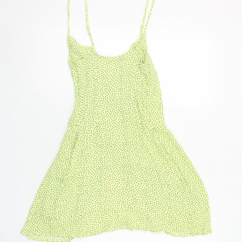 Bershka Women Green Polka Dot Short Wrap Dress Size 8