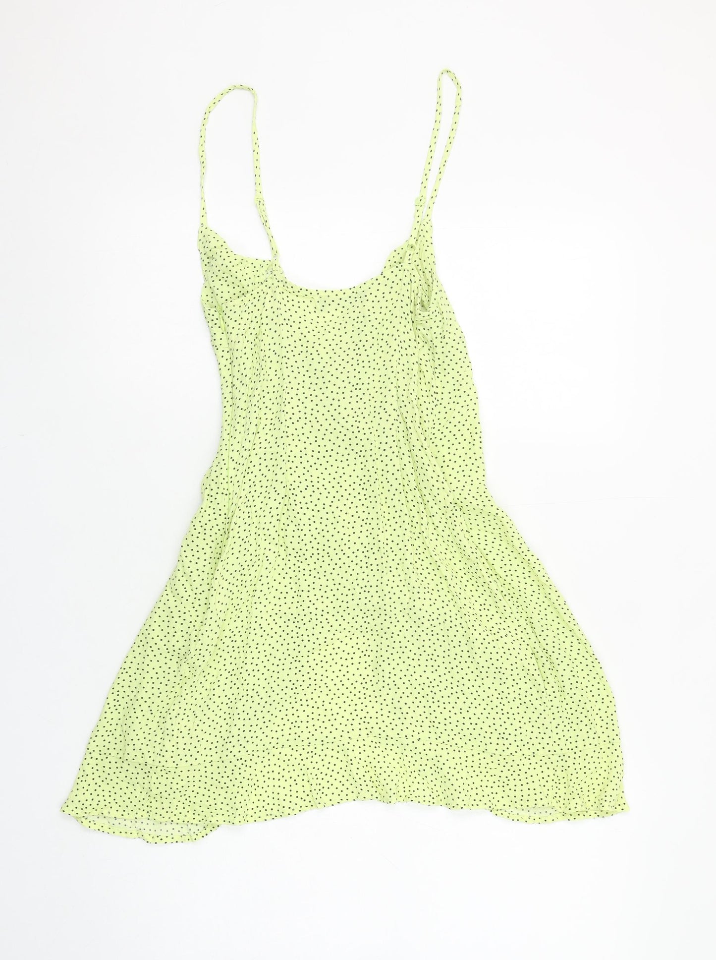 Bershka Women Green Polka Dot Short Wrap Dress Size 8