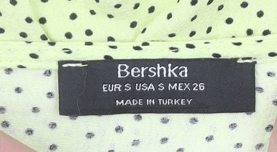Bershka Women Green Polka Dot Short Wrap Dress Size 8