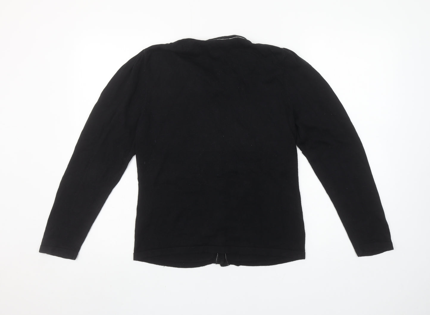 iZ Womens Black Button Cardigan Medium Knit Cotton Blend