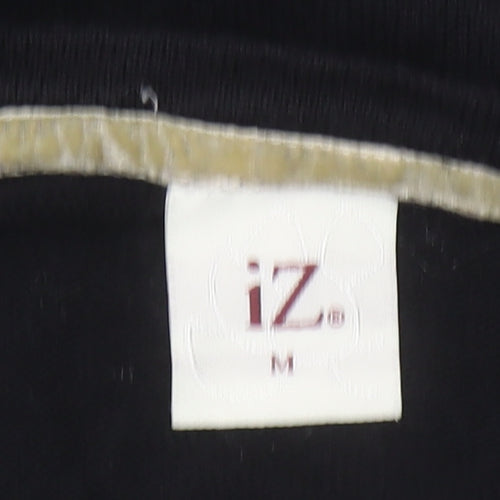 iZ Womens Black Button Cardigan Medium Knit Cotton Blend
