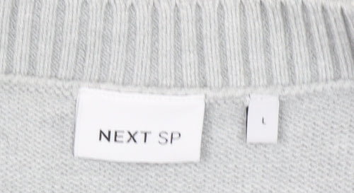Next Women’s Grey Striped V-Neck Long Sleeve Knit Cardigan Size L