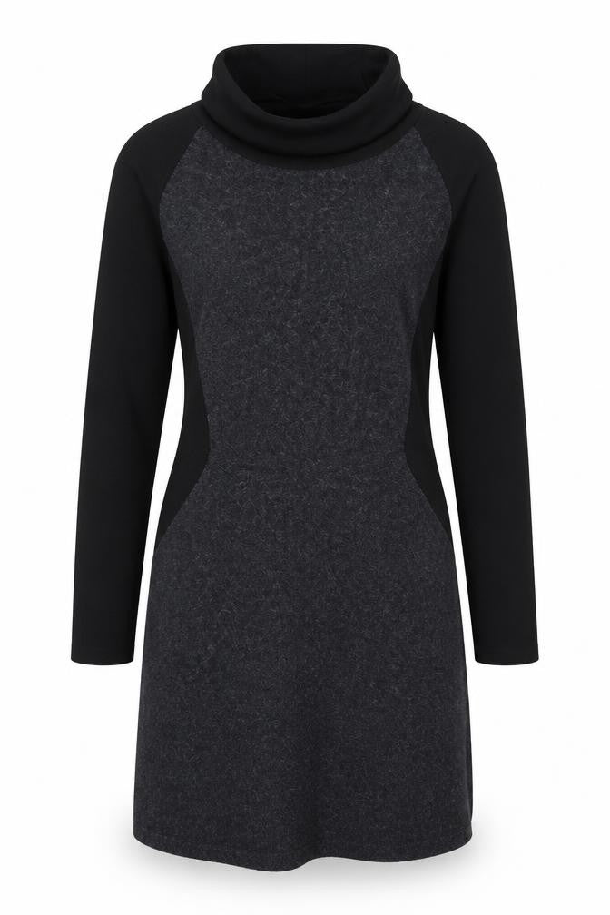 Sandwich Women Black Knit Roll Neck Long Sleeve Shift Dress M